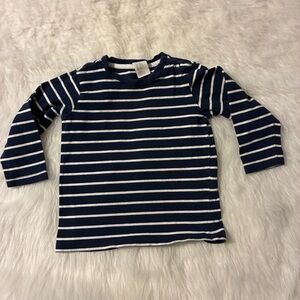 H&M Boys Navy and White Striped Long Sleeve Tee